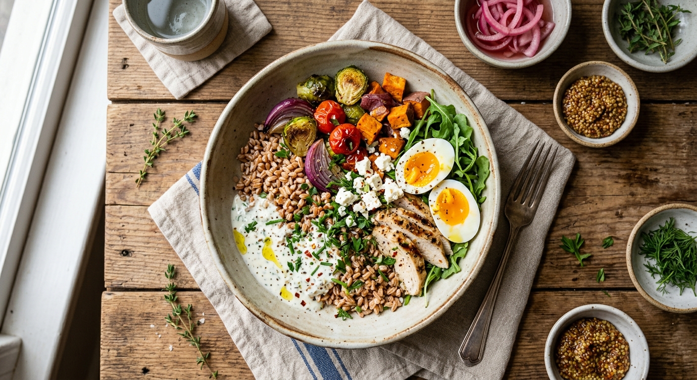Garlic Buttermilk Farro Bowl