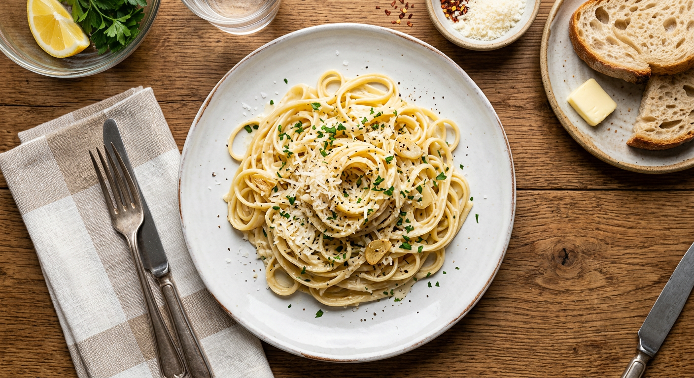 Garlic Cream Linguine